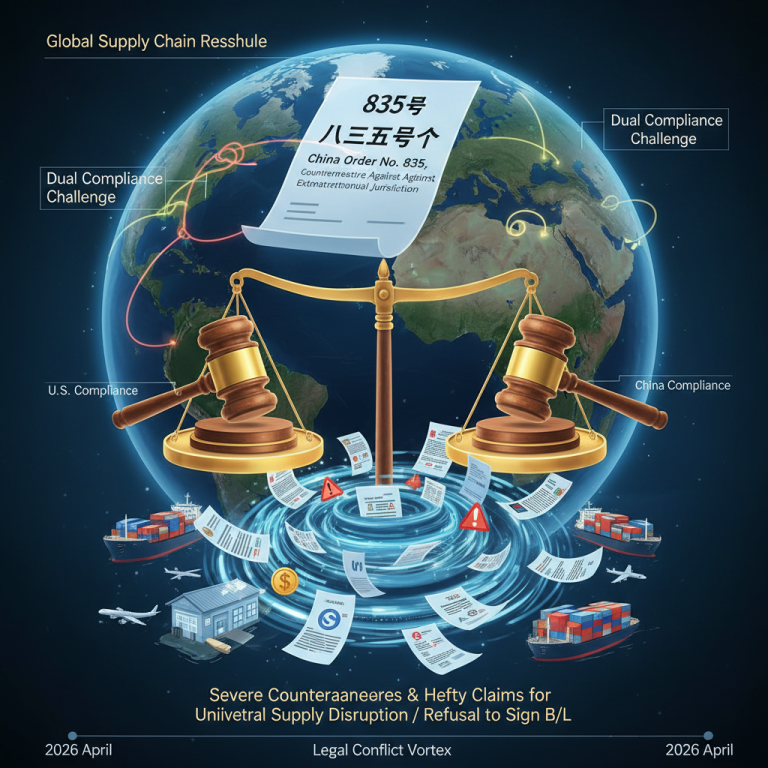 全球供应链变局下的生存法则：中国835号令反制裁影响全方位深度解析，跨国物流与航运企业如何应对“长臂管辖”的双重合规极限挑战？