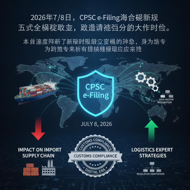 告别纸质时代！2026年7月强制实施的CPSC e-Filing海关合规新政全面来袭，跨境物流与供应链专家应如何应对清关大考？