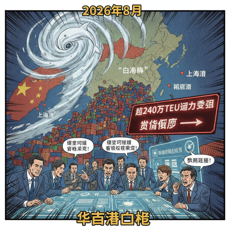 “台风白海豚货物积压”重创华东沿海港口：超240万TEU运力受阻，等泊延误超7天，航运物流与供应链专家应如何应对？